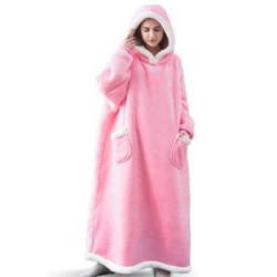 Ovesized Wearable Blanket Hoodie Long Sherpa Fleece