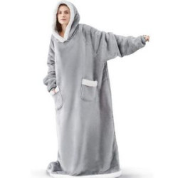 Ovesized Wearable Blanket Hoodie Long Sherpa Fleece