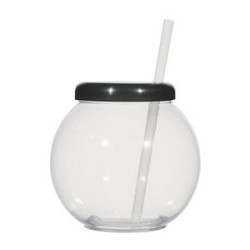 Clear Plastic Fish Bowls With Lids And Straws- 32 Oz