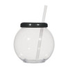 Clear Plastic Fish Bowls With Lids And Straws- 32 Oz