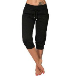 Women's Plus Size Sexy Solid Color Sports Yoga Capri Pants