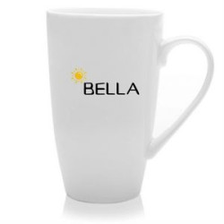 16 Oz White Porcelain Tall Latte Mugs With Handles