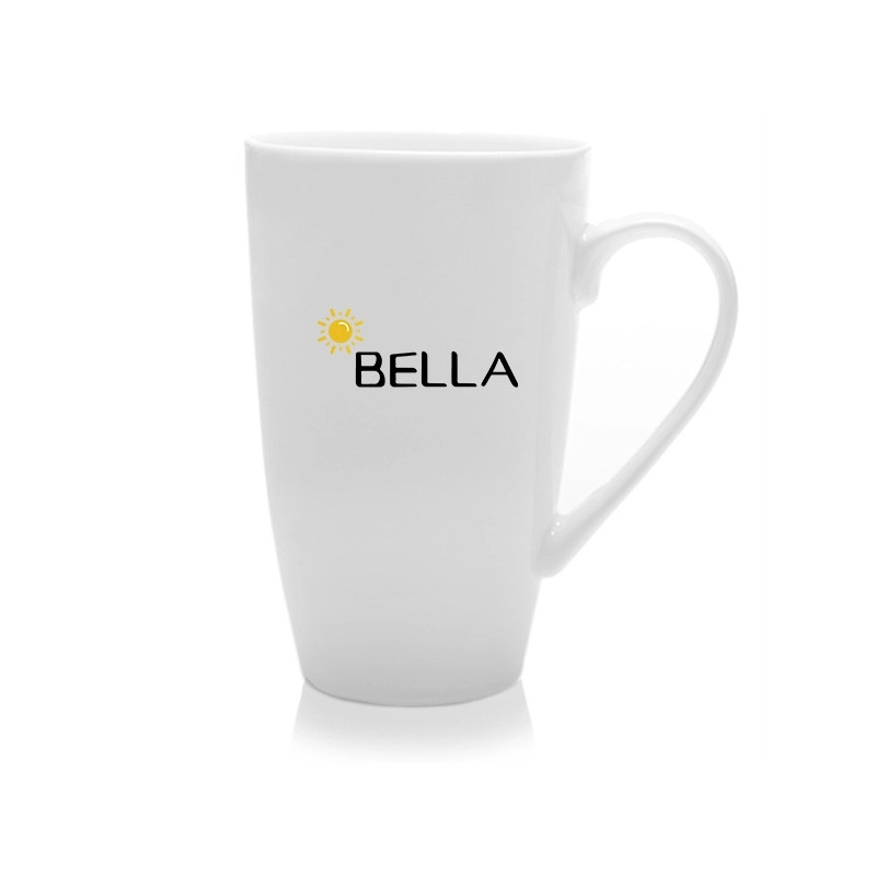 16 Oz White Porcelain Tall Latte Mugs With Handles