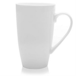 16 Oz White Porcelain Tall Latte Mugs With Handles