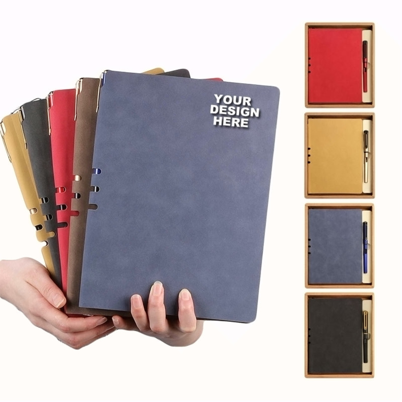 Leather Cover Notebook and Pen Gfit Set