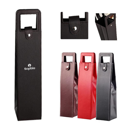 PU Leather Wine Carrier Tote Bag