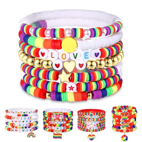 Plastic Bisexual soft earthenware letter bead bracelet