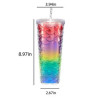 24-27Oz Fish Scale Large Capacity Cup w/ Straw
