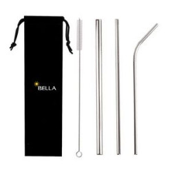Reusable Stainless Steel Metal Straws With Pouch