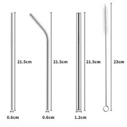 Reusable Stainless Steel Metal Straws With Pouch