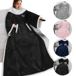 Oversized Microfiber & Sherpa Wearable Blanket