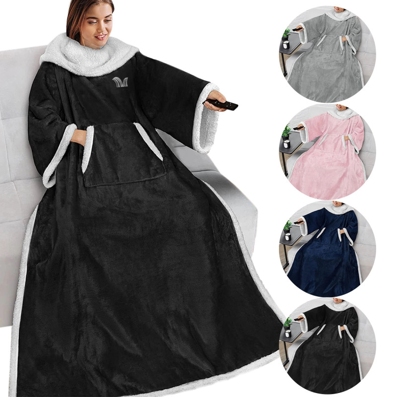 Oversized Microfiber & Sherpa Wearable Blanket