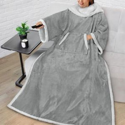 Oversized Microfiber & Sherpa Wearable Blanket