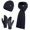 Winter Beanie Hat+ Scarf+Touch Screen Gloves Set