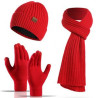 Winter Beanie Hat+ Scarf+Touch Screen Gloves Set