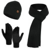 Winter Beanie Hat+ Scarf+Touch Screen Gloves Set