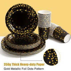 80 Pieces Black And Gold Party Supplies