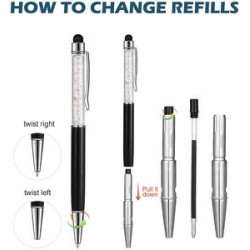 Crystal Ballpoint Pens with Stylus Tip