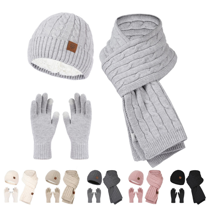 3-Piece Alpaca Hat Scarf And Touchscreen Gloves