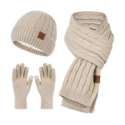 3-Piece Alpaca Hat Scarf And Touchscreen Gloves