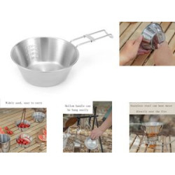 7 Oz Stainless Steel Foldable Handle Camping Mug