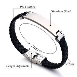 Stainless Steel Leather Woven Bracelet