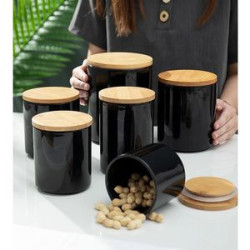 Ceramic Storage Jars With Bamboo Lids