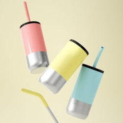 16 Oz Stainless Steel Tumbler Coffee Mug With Lid And Straw