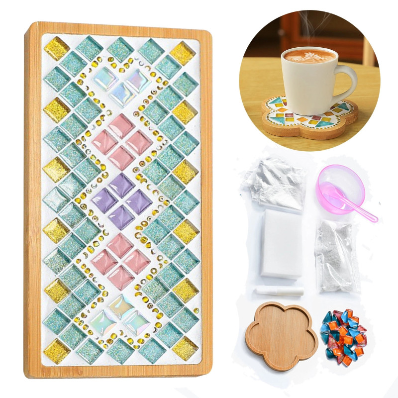 Diy Mosaic Kit With Bamboo Coaster