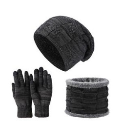 Winter Beanie Hat Scarf and Touch Screen Gloves Set