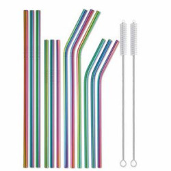 Stainless steel reusable straw set