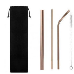 Stainless steel reusable straw set