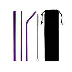 Stainless steel reusable straw set