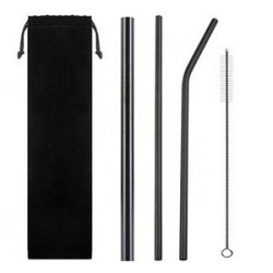 Stainless steel reusable straw set