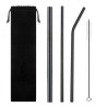Stainless steel reusable straw set