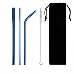 Stainless steel reusable straw set