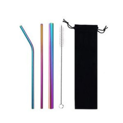 Stainless steel reusable straw set