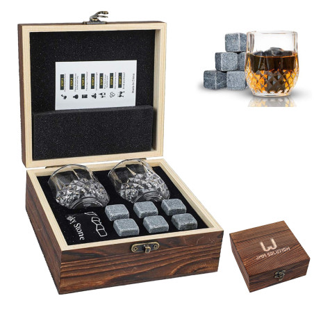 Whiskey Glass Set With Wooden Gift Box