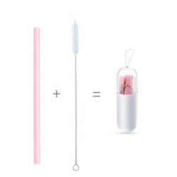 Collapsible Reusable Silicone Drinking Straws Kit