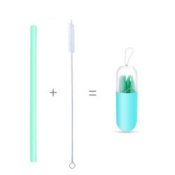 Collapsible Reusable Silicone Drinking Straws Kit