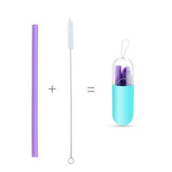 Collapsible Reusable Silicone Drinking Straws Kit