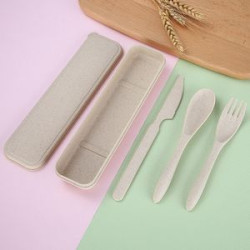 4 Sets Portable Wheat Cutlery