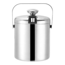 Double-Wall Stainless Steel Insulated Ice Bucket W/Lid 1.3L