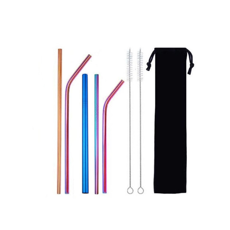 Stainless Straws 5 Pack Suit with Velvet Pouch