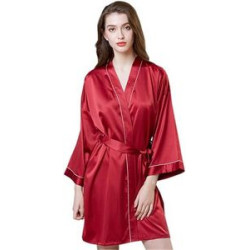 Women's Satin Robe,Silky Kimono Bathrobe