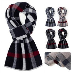 Winter Pure Wool Plaid Business Scarf For Men