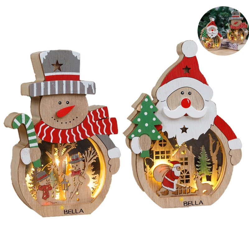 Christmas Wood Cutouts Pendants With Led Lights