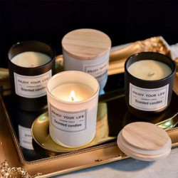 12 Oz Soy Wax Tumbler Scented Candle W/ Wood Lid