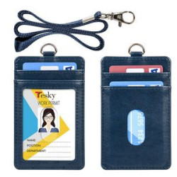 PU Leather ID Holder with Nylon Lanyard
