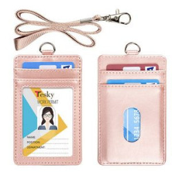 PU Leather ID Holder with Nylon Lanyard